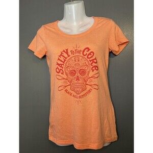 Bella + Canvas Shirt Womens Small Orange Salty To The Core Skull Tee Black Hall